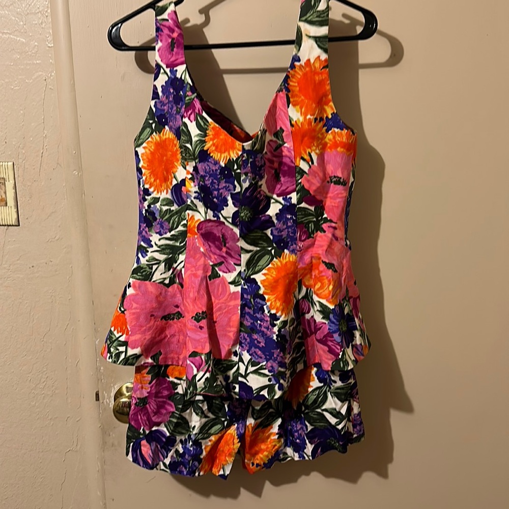 Colorful flower vintage 2 piece outfit
